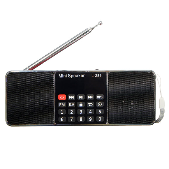 L-288 Mini Portable LCD FM Radio Stereo MP3 Music Player Micro SD TF USB AUX Outdoor Speaker