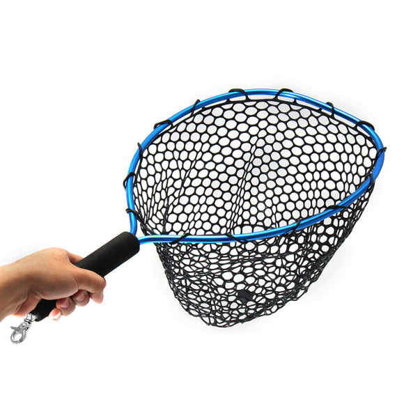 54*30cm Landing Fly Fishing Net Mesh Trount Bass Fishing Catch With Elastic Rope And Clip