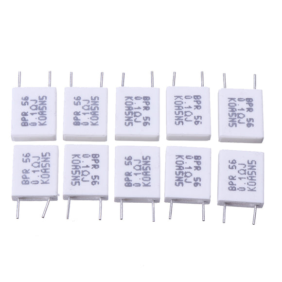 10pcs BPR56 5W 0.1R 0.1 Ohm 5w Non-inductive Ceramic Cement Resistor Wirewound Resistance