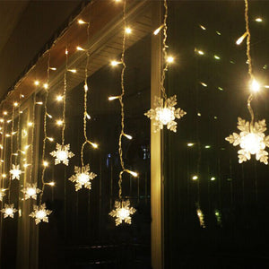 3.8M LED Curtain Snowflake String Lights LED Fairy Lights 8 Modes 220-240V Christmas Lights