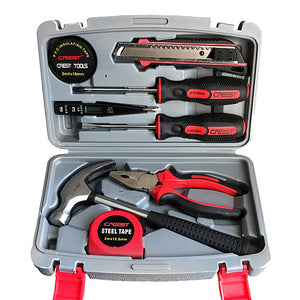 8Pcs Home Repair Tool Set General Household Hand Tool Kit with Plastic Tool Box