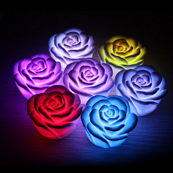 5pcs Colorful LED Rose Flower Flashing Rose Night Light Vanlentines Wedding Party Decoration Gift