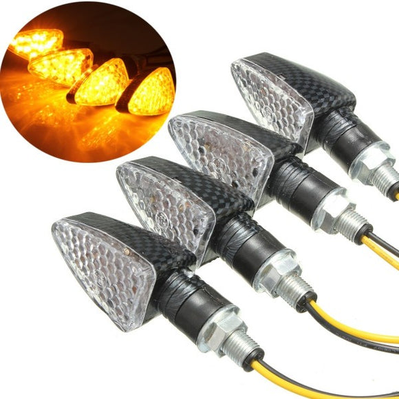 4pcs E-Mark Motorcycle Turn Signal 15 LED Indicators Light Bulb Carbon