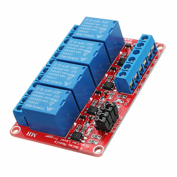 5Pcs DC12V 4 Channel Level Trigger Optocoupler Relay Module Power Supply Module For Arduino