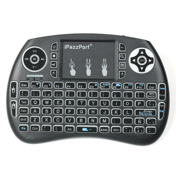 Ipazzport KP21SDL 2.4G Wireless Three Color Backlit Spainish Version Mini Keyboard Touchpad Air Mouse