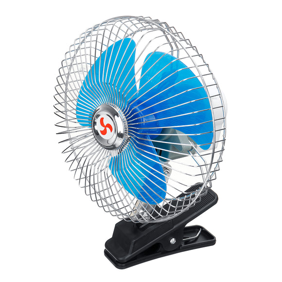 8 Inch Auto Clip-On Oscillating Cooling Fan 24V Fan Adjustable Speed Rotatable Heat Dissipation Summer Cooling Fan