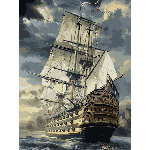40X50CM Frameless Sailing At Sea Canvas Linen Canvas Oil Painting DIY Paint By Numbers