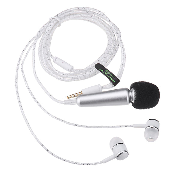 Popupine iK 3.5mm Audio Wired Mini Microphone with Earphone for Mobile Phones