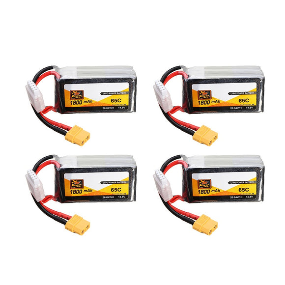 4Pcs ZOP Power 14.8V 1800mAh 65C 4S Lipo Battery XT60 Plug For PFV Racing Drone