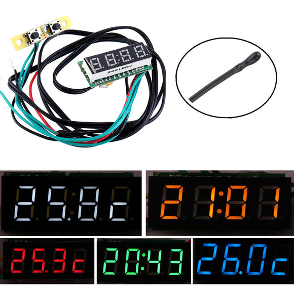 0.28 Inch 3-in-1 Time + Temperature + Voltage Display with NTC DC7-30V Voltmeter Electronic Watch Clock Digital Tube