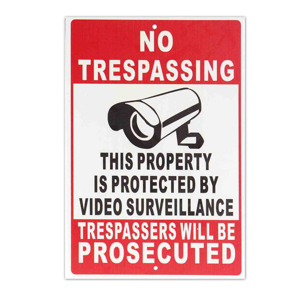 NO Trespassing Property Protected By Video Surveillance Safty Camera Metal Sign with Two Holes