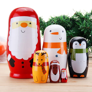 6pcs Russian Wooden Nesting Doll Handcraft Decoration Christmas Gifts