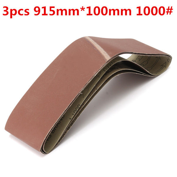 3pcs 915mm*100mm Alumina Sanding Belts 1000 Grit Sandpaper Self Sharpening Oxide Abrasive Strips