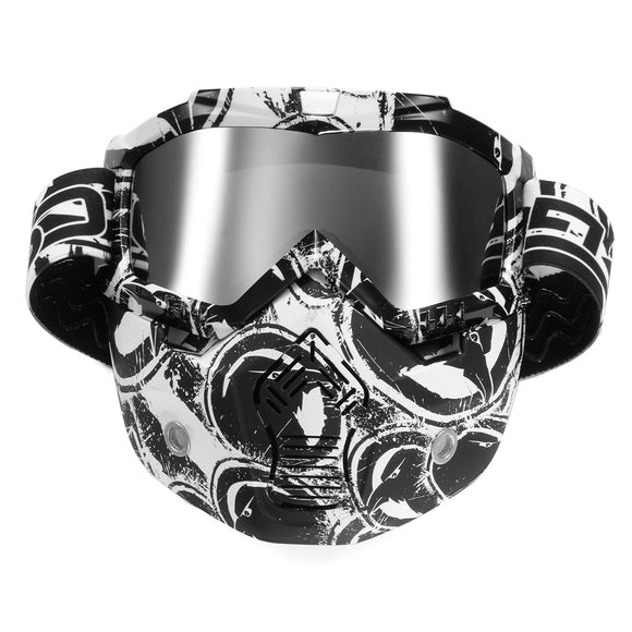 Removable Detachable Modular Full Face Mask Shield Goggles ATV Motorcycle Helmet