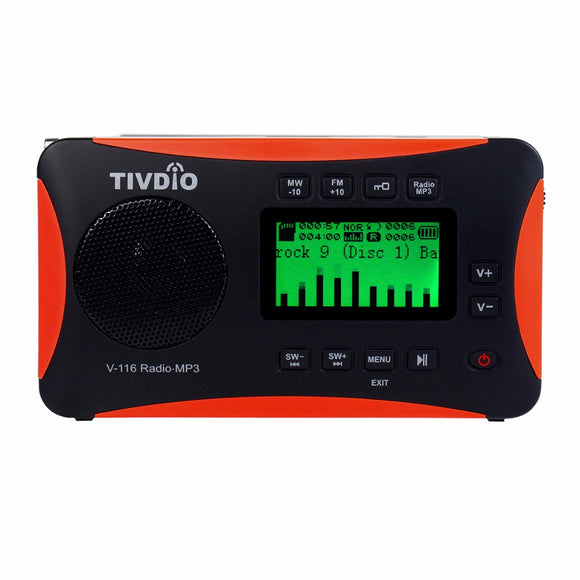TIVDIO V-116 Portable Shortwave Radio with FM MW SW Transistor Support Micro-SD Card AUX Input Radio