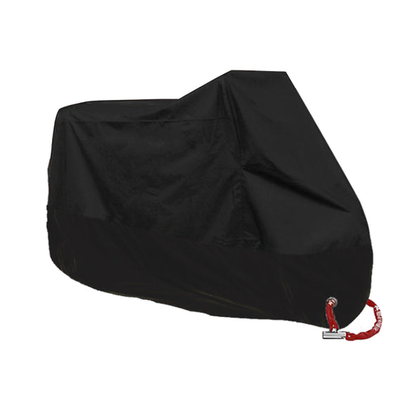 190T Full Black Motorcycle Rain Cover Scooter Waterproof UV Dust Protector Size M