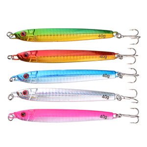 5Pcs/Set 100mm 40g Metal Jig Fishing Lure 3D Eyes Lead Fish Isca Artificial Fishing Hard Baits