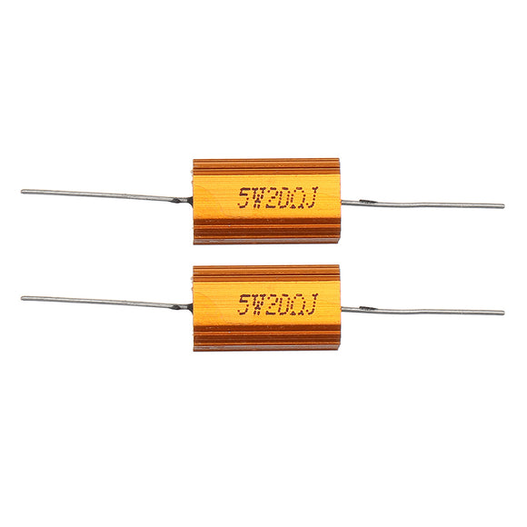 2pcs RX24 5W 20R 20RJ Metal Aluminum Case High Power Resistor Golden Metal Shell Case Heatsink Resistance Resistor