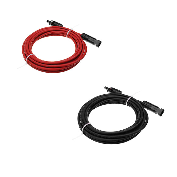 1 Pair of Black + Red 5M AWG12 MC4 Connector Extension Cable Wire for Solar Panel