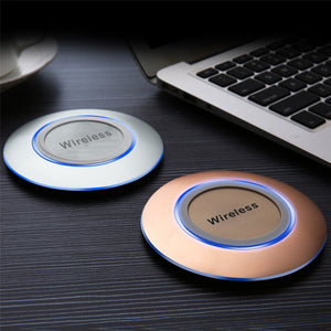 Crystal Metal LED Qi Wireless Fast Charger Pad for iPhone 8 X Plus S8 S9 Note 8
