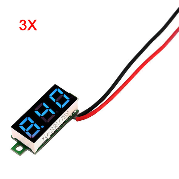3Pcs Geekcreit Blue 0.28 Inch 3.2V-30V Mini Digital Voltmeter Voltage Tester Meter