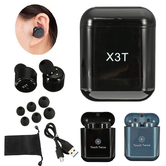 [True Wireless] X3T TWS Double Bluetooth Earphones Stereo Touch Control Earbuds with Charging Box