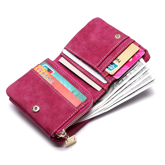Women Matte Leather PU Short Wallet Elegant Clutches Purse Wallet