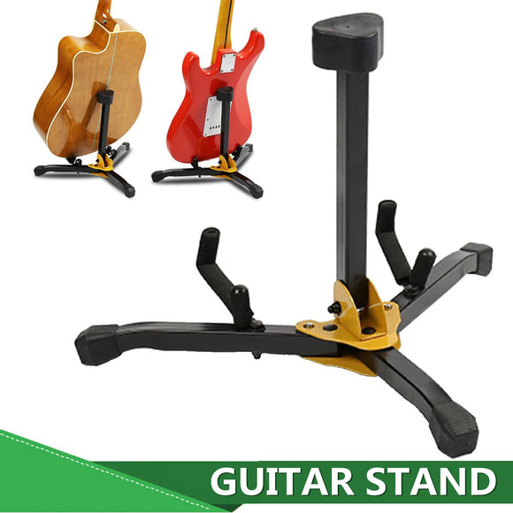 Folding Metal Guitar Floor Stand Basses Holder Musical Instrument Rack For One