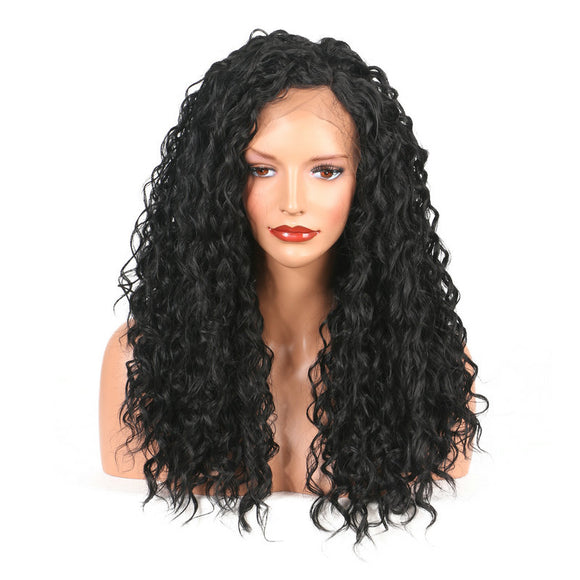 Black African Front Lace High Temperature Silk Fiber Wig Cap