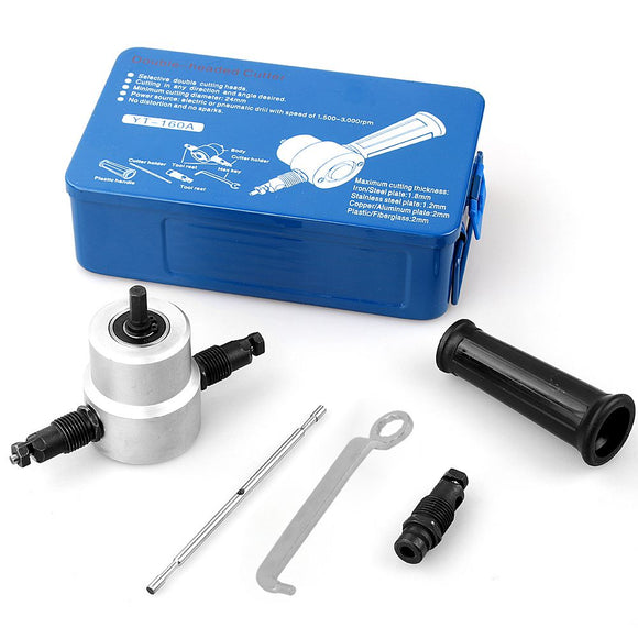 Drillpro YT-160A Double Head Sheet Metal Nibbler Cutter With Metal Box Drill Attachment Metal Sheet Cutter