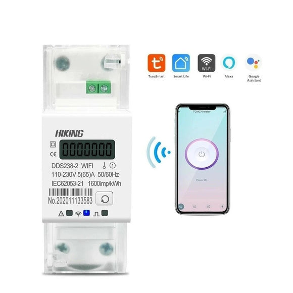 DDS238-2WIFI 90-300V 50/60Hz Tuya Single Phase 65A Din Rail WIFI Smart Energy Meter Timer Power Consumption Monitor kWh Meter Wattmeter
