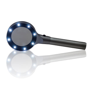 Handheld 8 LED Magnifier 5X Illuminated Magnifier Lamp For Reading Optical Glasses Lens Portable Mag