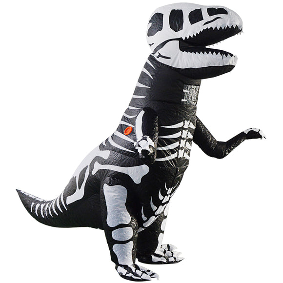 Up to 2.2 m Adult Black and White Bone Tyrannosaurus Doll Inflatable Toys  With Blower Holiday Costume Clothing Adult Party Fancy Animal Clothing