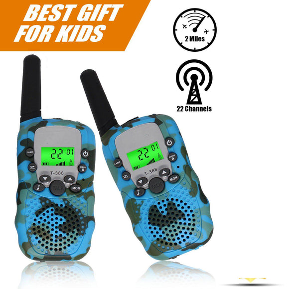 2Pcs T388 Children Camouflage Walkie Talkie 22 Channel 0.5W Radio Transceiver Built-in Flashlight