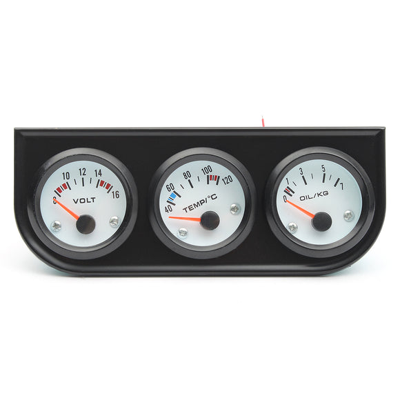 52mm Black Bezel Voltmeter Water Thermometer Oil Pressure Gauge