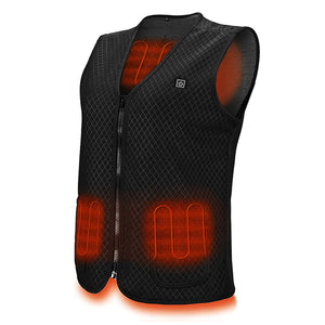 7 Heating Zone Electric Heated Vest Zipper Winter Warm Thermal Waistcoat Black For Riding Skiing Rock Climbing Golf