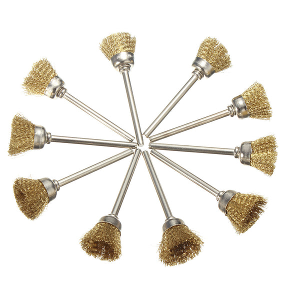 10pcs 16mm Brass Wire Wheel Brush 3mm Shank for Rotary Tool Accessories Abrasive Tool