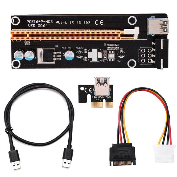 PCI-E Riser Card 1x to 16x USB 3.0 VER 007S 008S 009S Mining Extender Board BTC Expansion Card