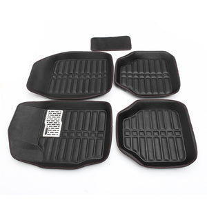 5-piece Set Black Red Edge GM Universal Car Floor Mat Front And Rear Carpet