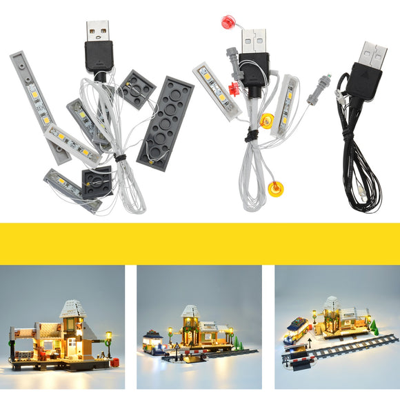 DIY LED Light String Kit For LEGO 10259 Winter Village Station Railway Light Model