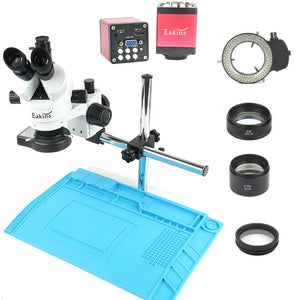 Industry 3.5X-90X Simul-focal Trinocular Stereo Microscope VGA HDMI Video Camera 720P 13MP For Phone PCB Soldering Repair Lab
