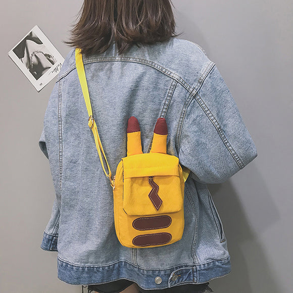 Women Canvas Hip-hop Cartoon Shape Shoulder Bag Phone Bag