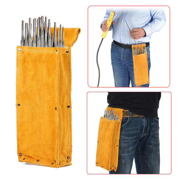 Cowhide Thicken Tool Waist Bag Welding Rod Electrode Hardware Screwdriver Case