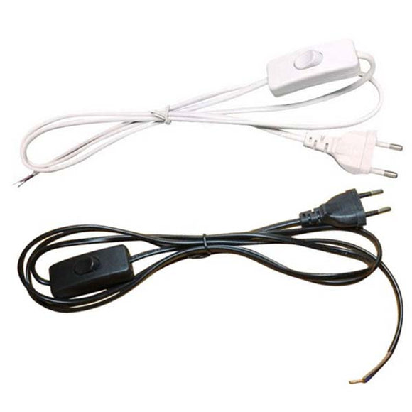 EU Plug 1.8M Line Cable On Off Power Cord Wire Extension With Button Switch For LED Light Lamp