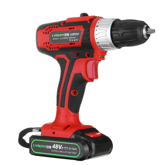 48V 2 Speed Cordless Rechargeable Battery Electric Screwdriver Power Drill LED