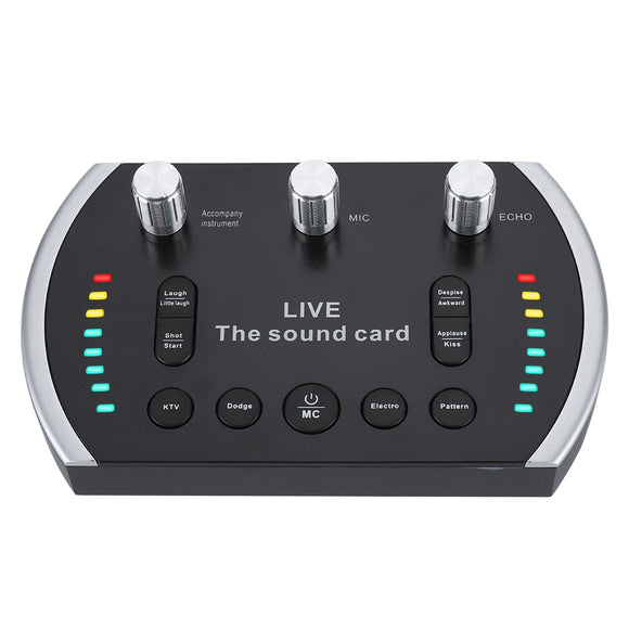 F8 Universal Live Broadcast Sound Card Intelligent Voice Control Audio External USB Headset Microphone for Mobile PC