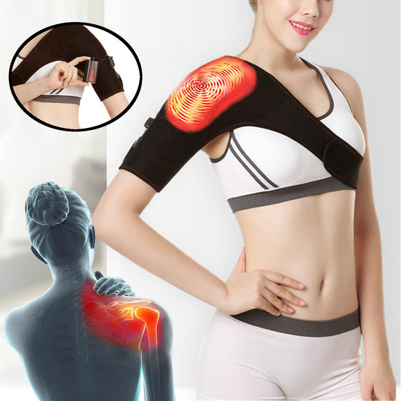 7W Adjustable Heated Shoulder Wrap Pad Brace Support Therapy Pain Relief Unisex