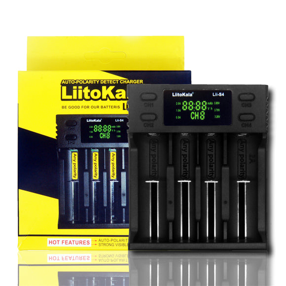 LiitoKala LII-S4 LCD Battery Charger 3.7V 18650 18350 18500 16340 21700 20700B 20700 14500 26650