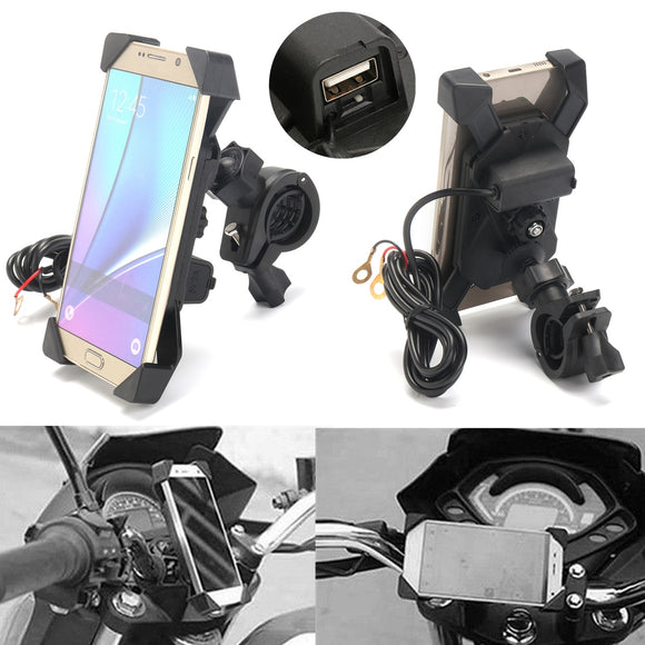 BIKIGHT USB Handlebar Phone Holder for iPhone Xiaomi Scooter Motorcycle E-bike Bike Bicycle Cycling