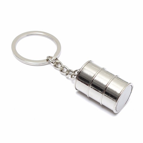 Car Mini Bucket Piston Model Metal KeyRing Keyfob Keychain Silver